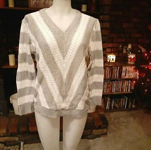 Chevron striped v-neck sweater